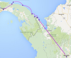 Unsere Route durch Nord-Kolumbien und das Land der Kuna-Indianer in Panamá.